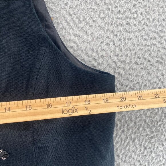 Chicos Vest Womens 2 US Large Black Linen Blend Chain Embellished Band V Neck - Picture 8 of 10